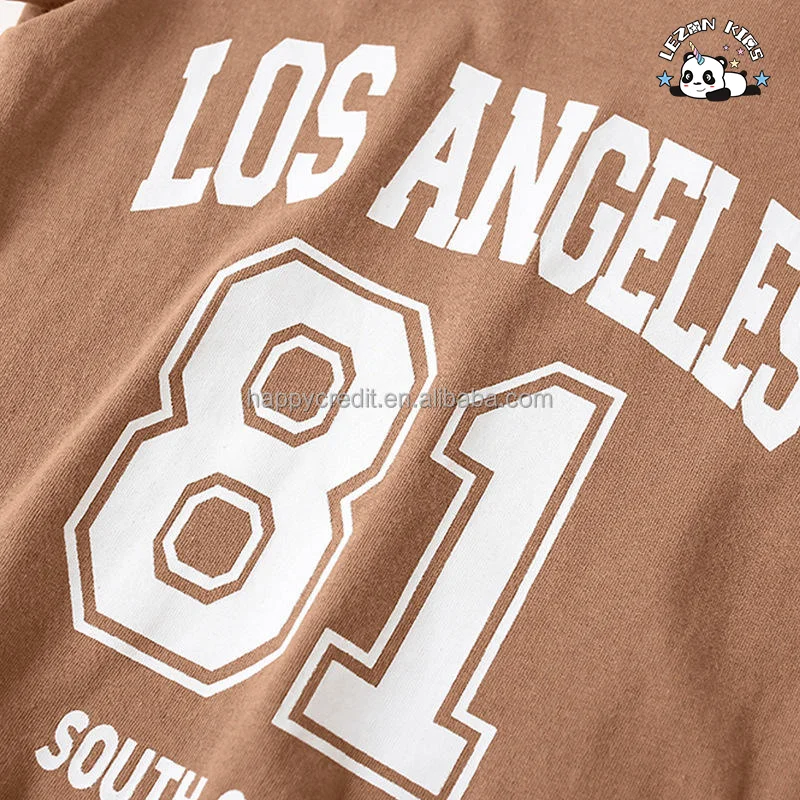 LEZONKIDS - Conjunto de Roupas Femininas Casuais de Verão Esportivas Impressas para Crianças com Camiseta de Manga Curta e Shorts Personalizáveis de Novo Lançamento